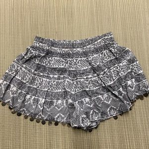 EUC Millau Swing Shorts Embelished black white print boho festival S